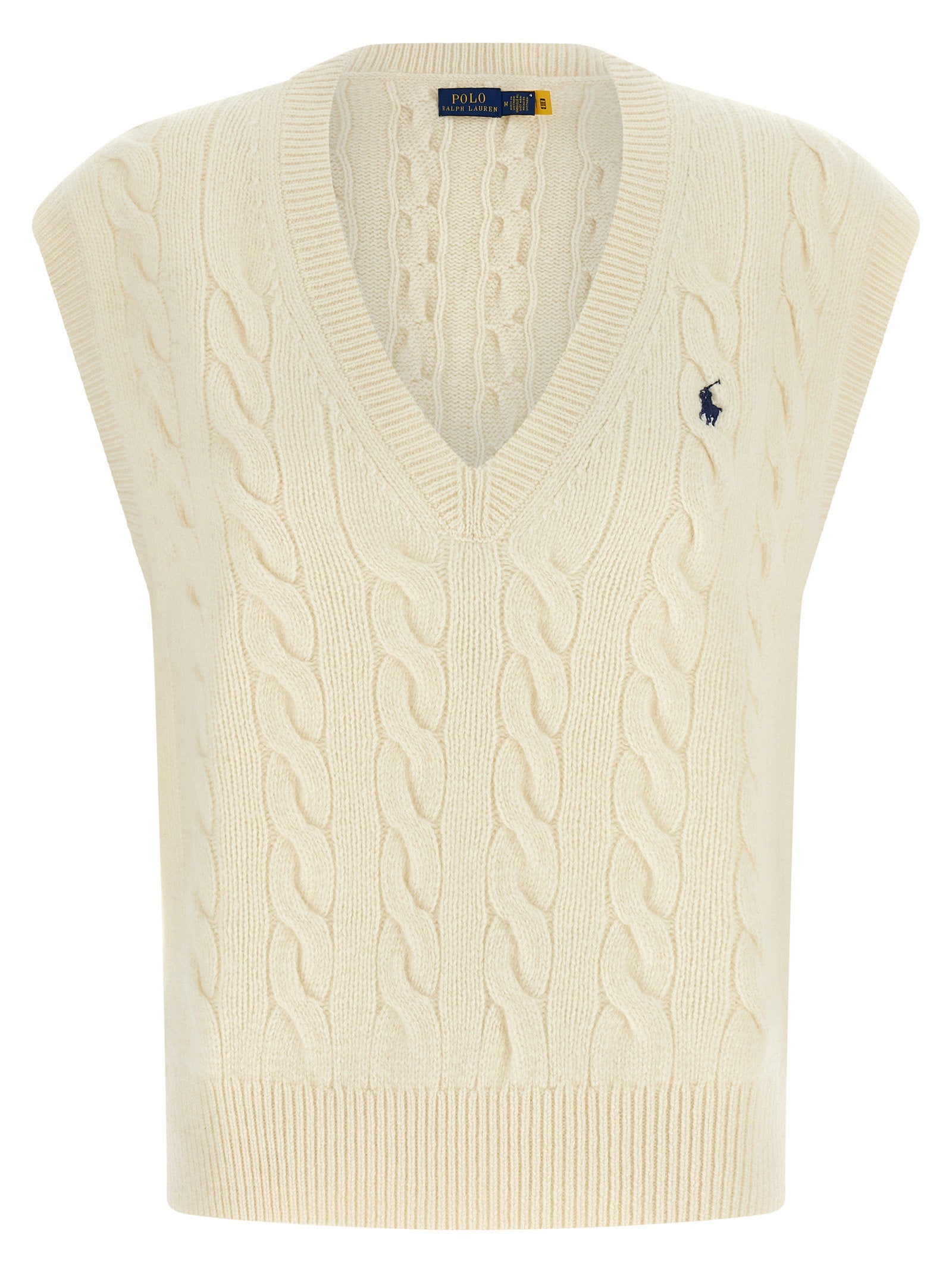 Polo Ralph Lauren Cable-Knit Wool-Cashmere Vest — Cream