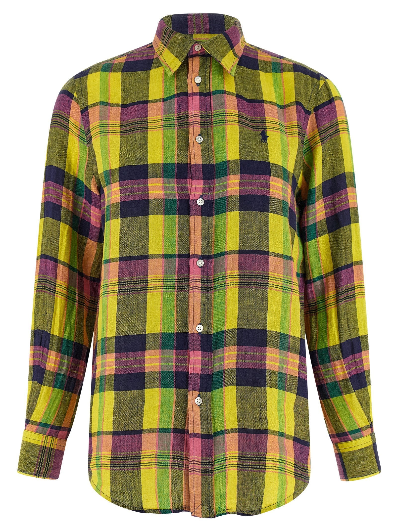 Polo Ralph Lauren Checked Linen Shirt — Yellow