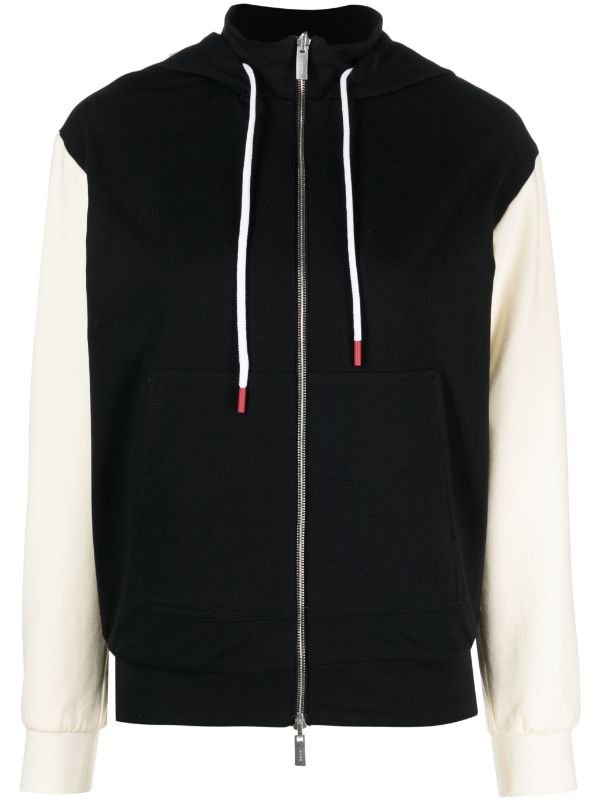 Kiton Stretch-Cotton Color-Block Hoodie — Black