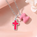 Personalizado Multicolor Esmalte Burbuja Inicial Cruz Collar Joyería Religiosa Cumpleaños Bautizo Día de la Madre Regalo para Mujeres Cristianas