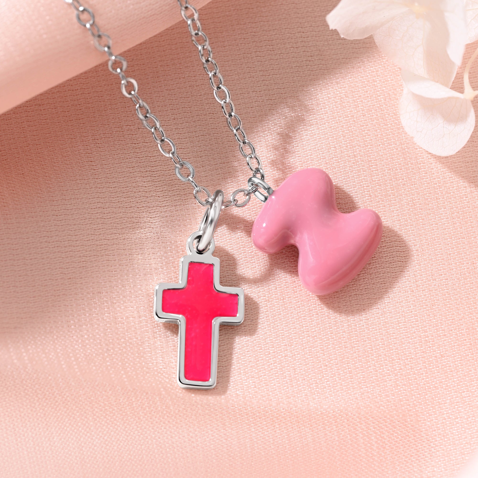 Personalizado Multicolor Esmalte Burbuja Inicial Cruz Collar Joyería Religiosa Cumpleaños Bautizo Día de la Madre Regalo para Mujeres Cristianas