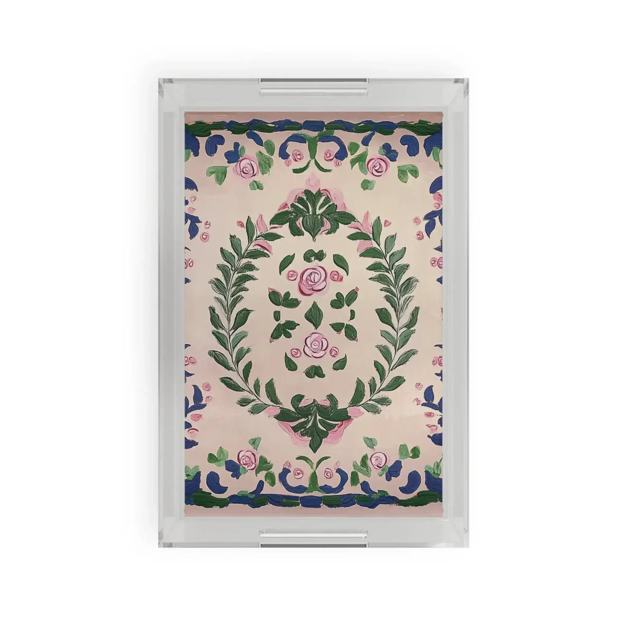 Hand-Painted Rose Garden Serving Tray