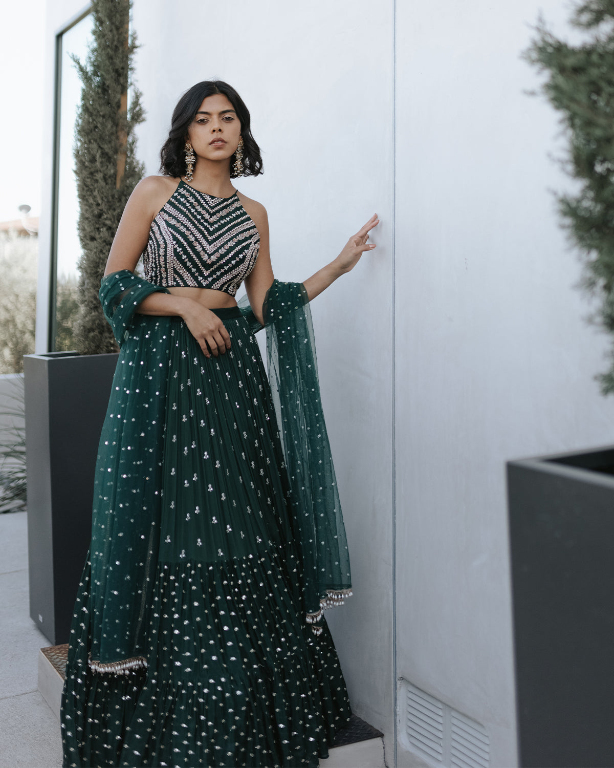 Forest Green Lila Lehenga By KYNAH, Luxury Indian Fashion & Bridal Wear