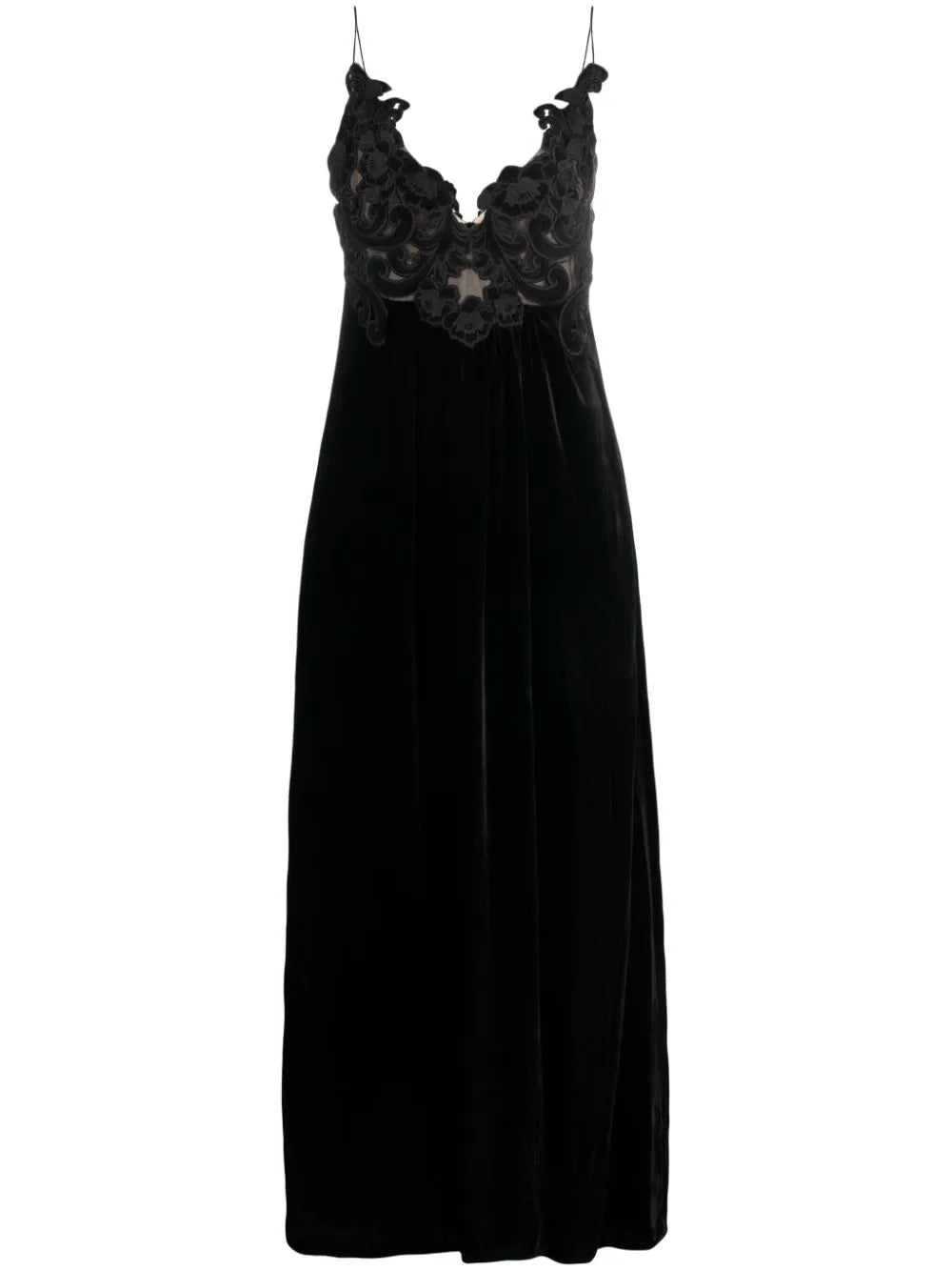 Zimmermann Floral-Embellished Velvet Dress — Black