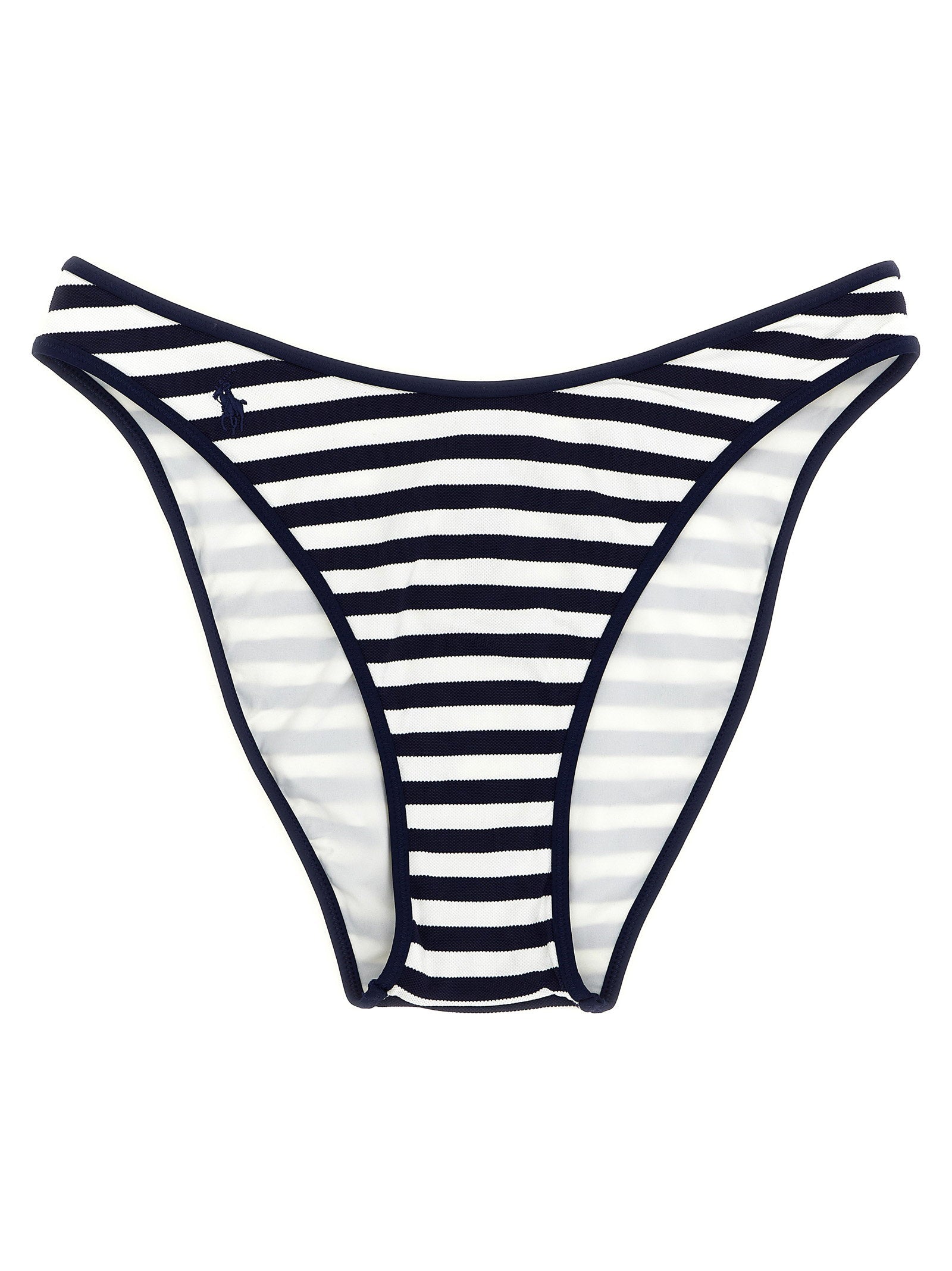 Polo Ralph Lauren Striped Technical Piqué Bikini Bottoms — Navy