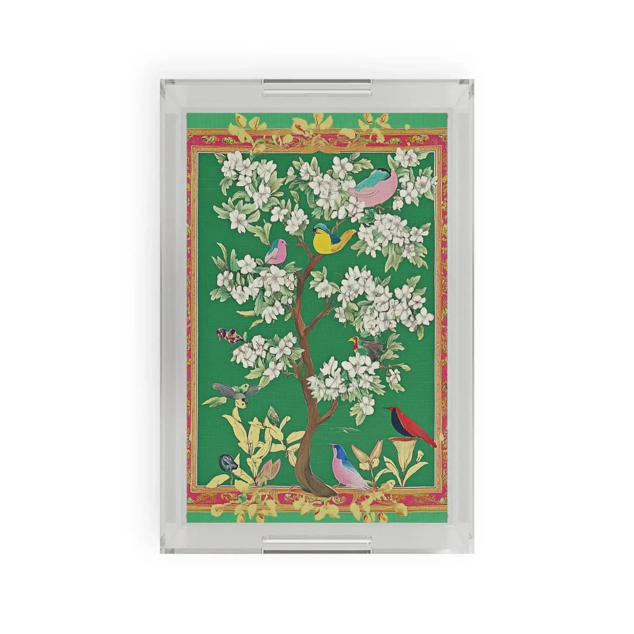 Floral Bird Tree Serving Tray