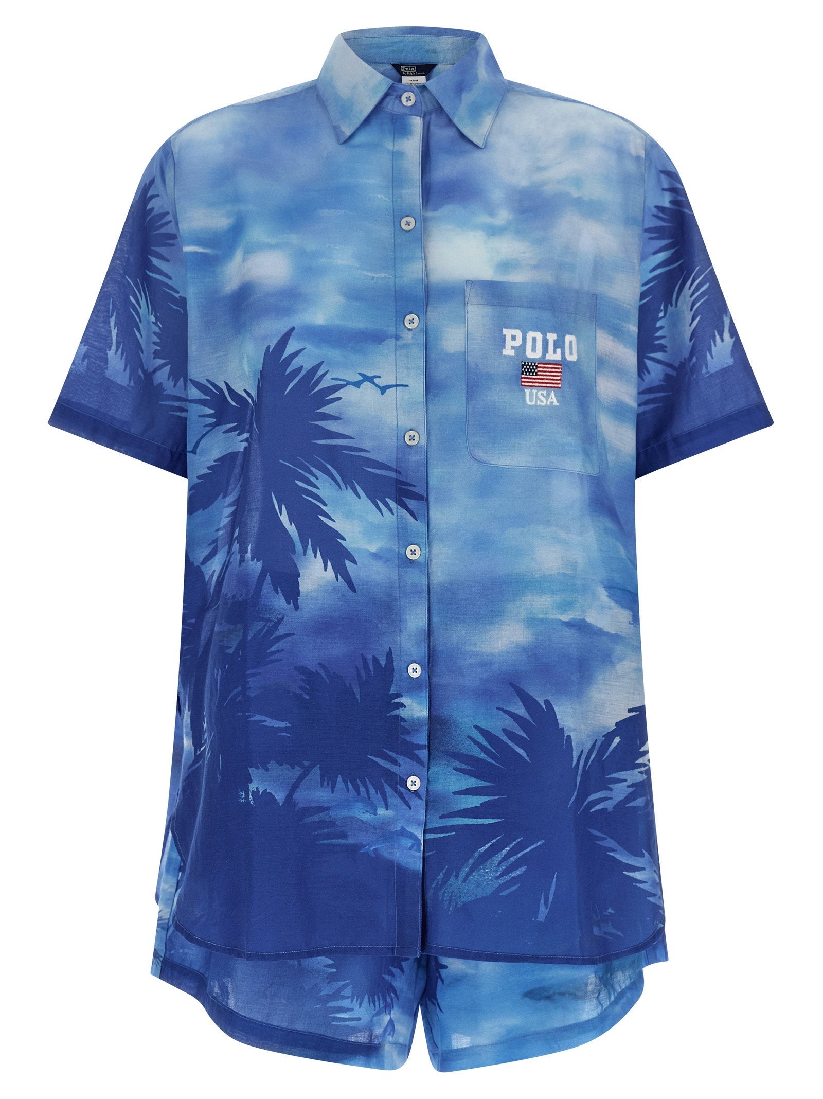 Polo Ralph Lauren Palme Print Cotton Shirt — Blue