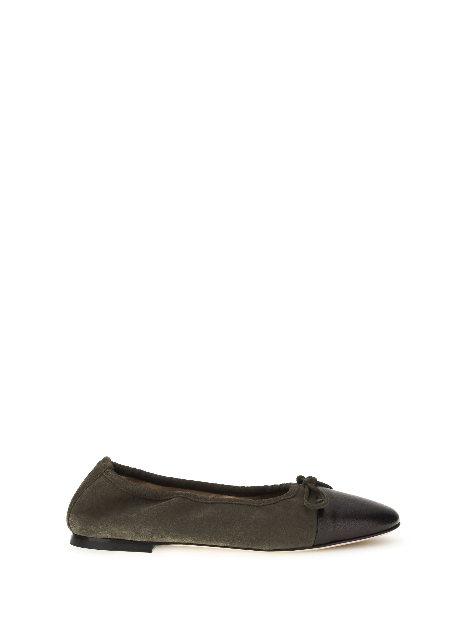 Dear Frances Suede and Leather Ballet Flat — Khaki