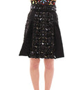Women's Black Crystal Handmade Above Knee Skirt Polyester