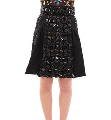 Women's Black Crystal Handmade Above Knee Skirt Polyester