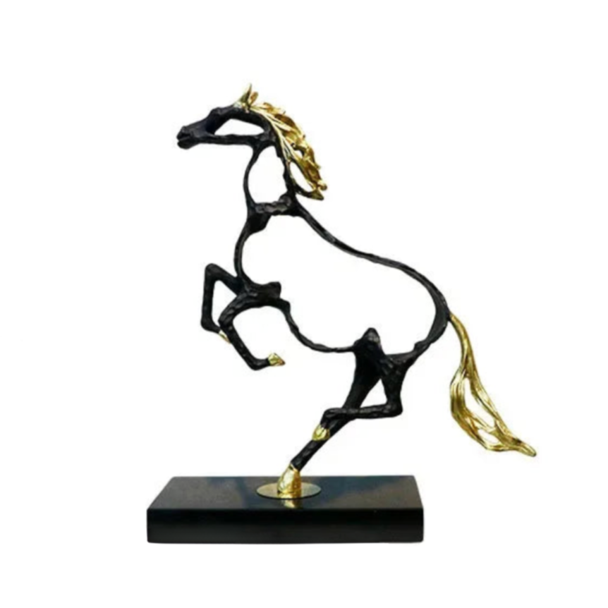 ArtZ® Noir Stallion Sculpture - Gold and Black