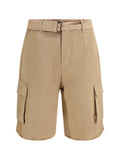 Laneus Belted Cotton Cargo Shorts — Beige