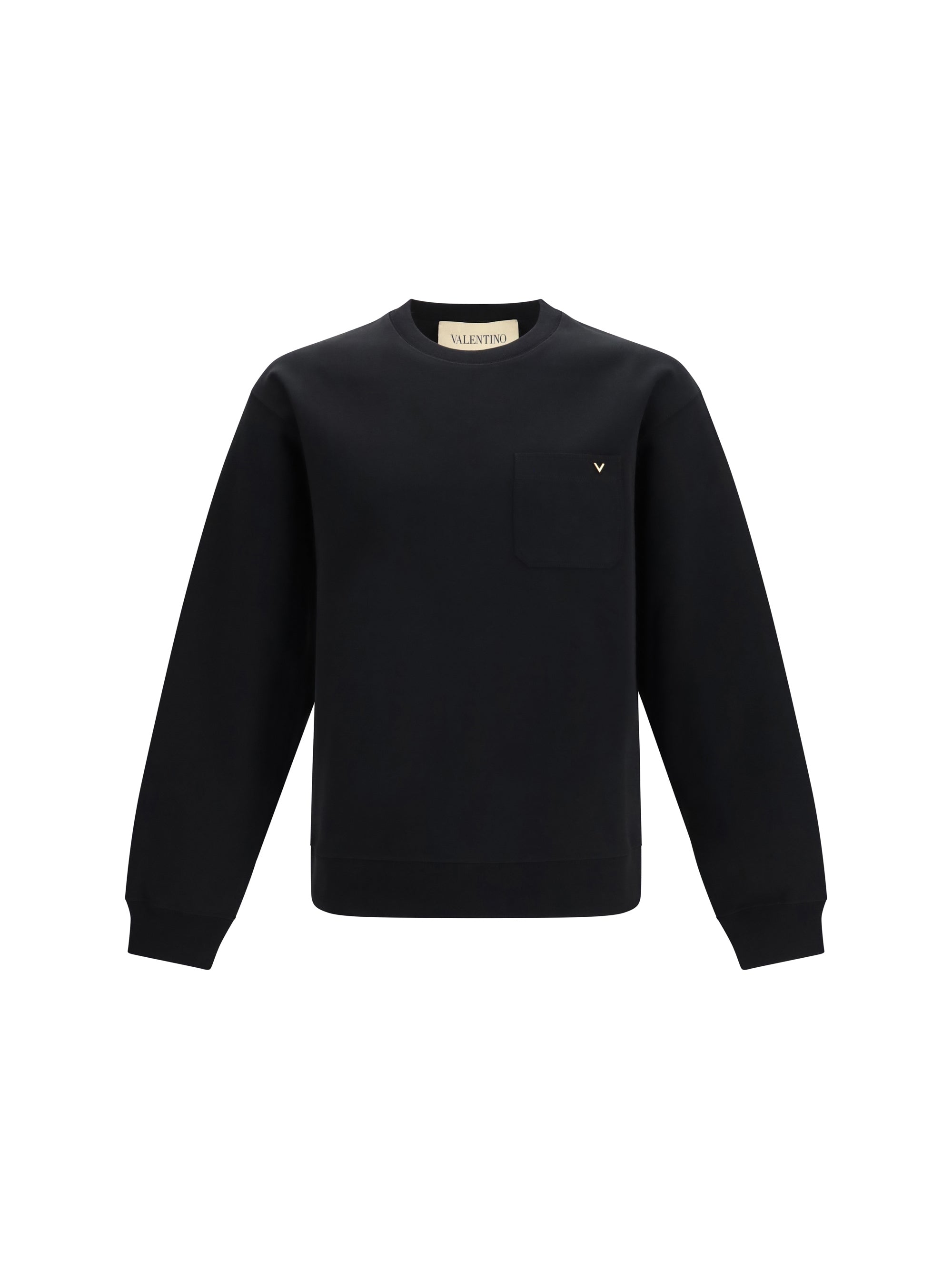 Valentino Chest-Pocket VLogo Sweatshirt — Black