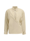 Lemaire Draped Silk-Blend Shirt — Beige