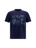 Brunello Cucinelli Cotton Printed T-Shirt — Navy