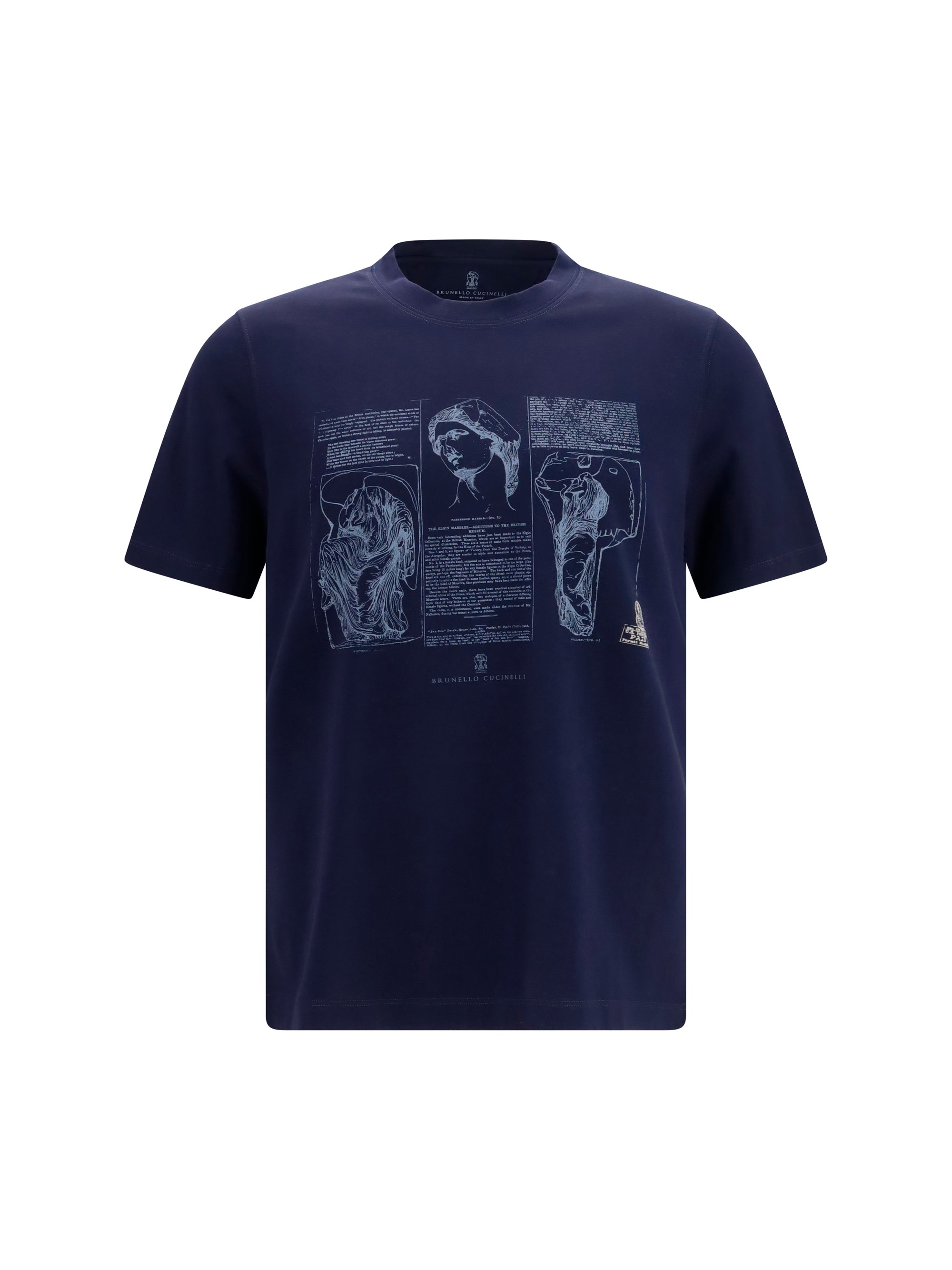 Brunello Cucinelli Cotton Printed T-Shirt — Navy
