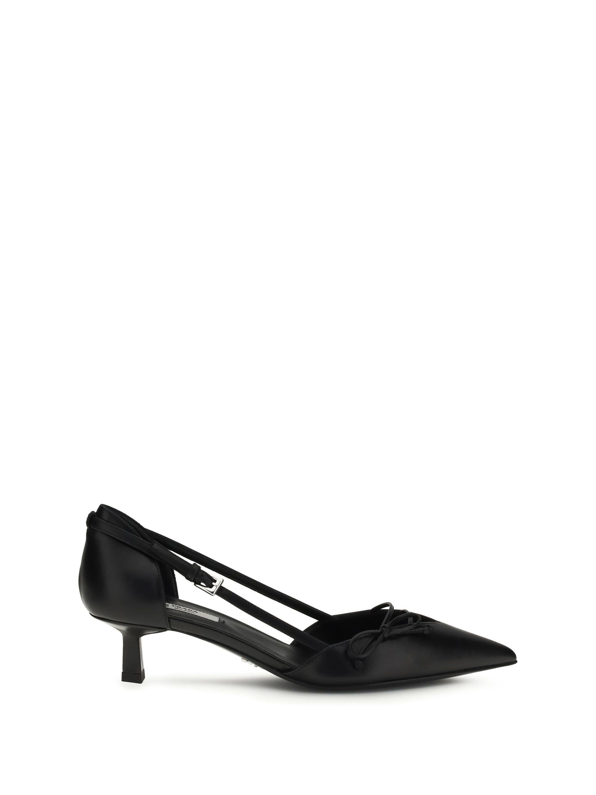 Prada Side-Cut Leather Pumps — Black