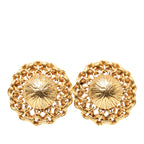 Gold Plated Chain Dome Clip On Earrings