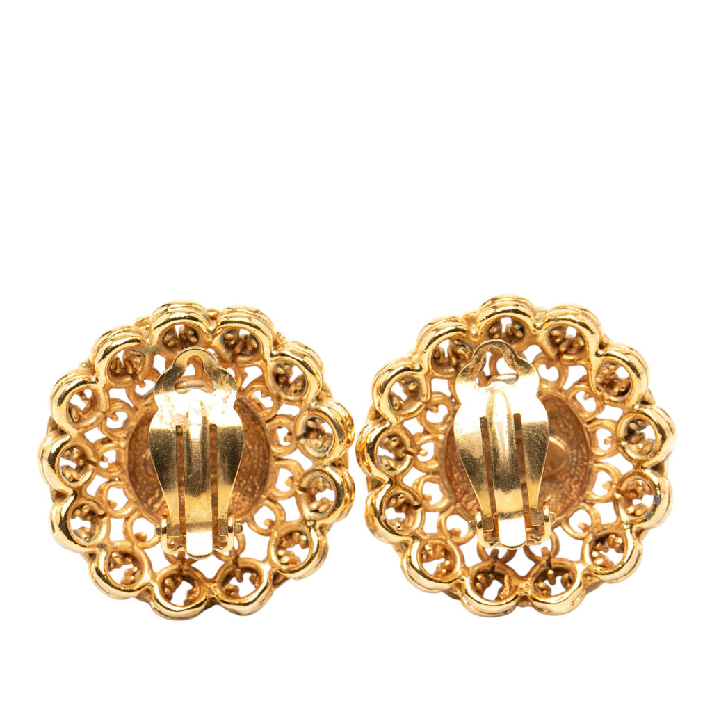 Gold Plated Chain Dome Clip On Earrings