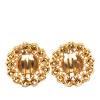 Gold Plated Chain Dome Clip On Earrings