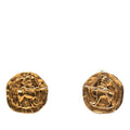 Gold Plated Archer Medallion Clip On Earrings