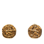 Gold Plated Archer Medallion Clip On Earrings