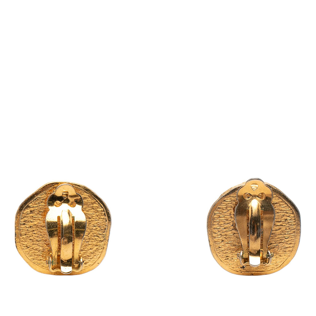 Gold Plated Archer Medallion Clip On Earrings