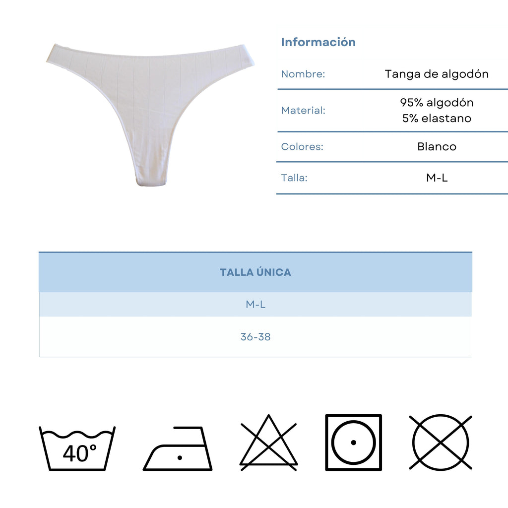 FEVI | Pack de 6 Tangas | 95% Algodón | Suaves y Transpirables | en 1 o 3 Colores: Negro, Beige, Blanco