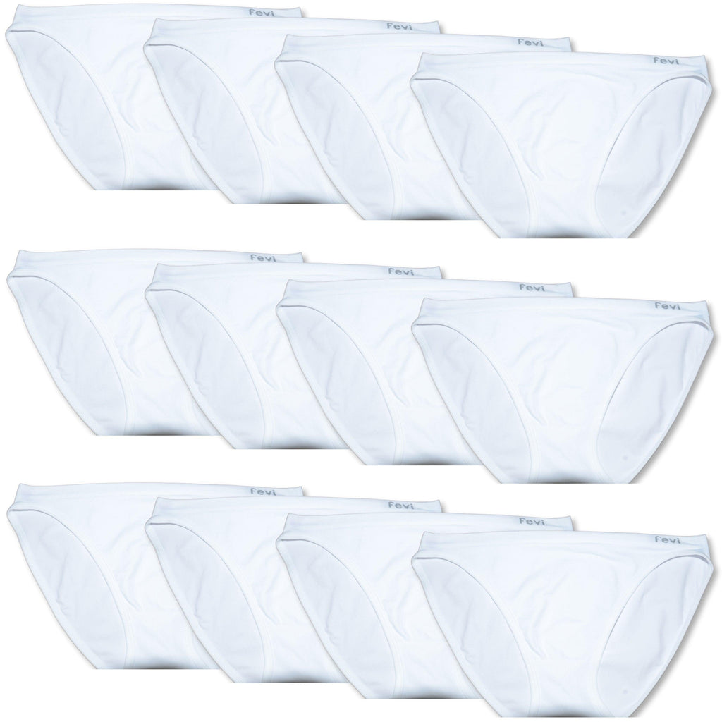 FEVI | Pack de 12 Braguitas Tiro Bajo |  1 o 3 Colores Diferentes: Blanco, Negro y Beige | Talla Única: M-L