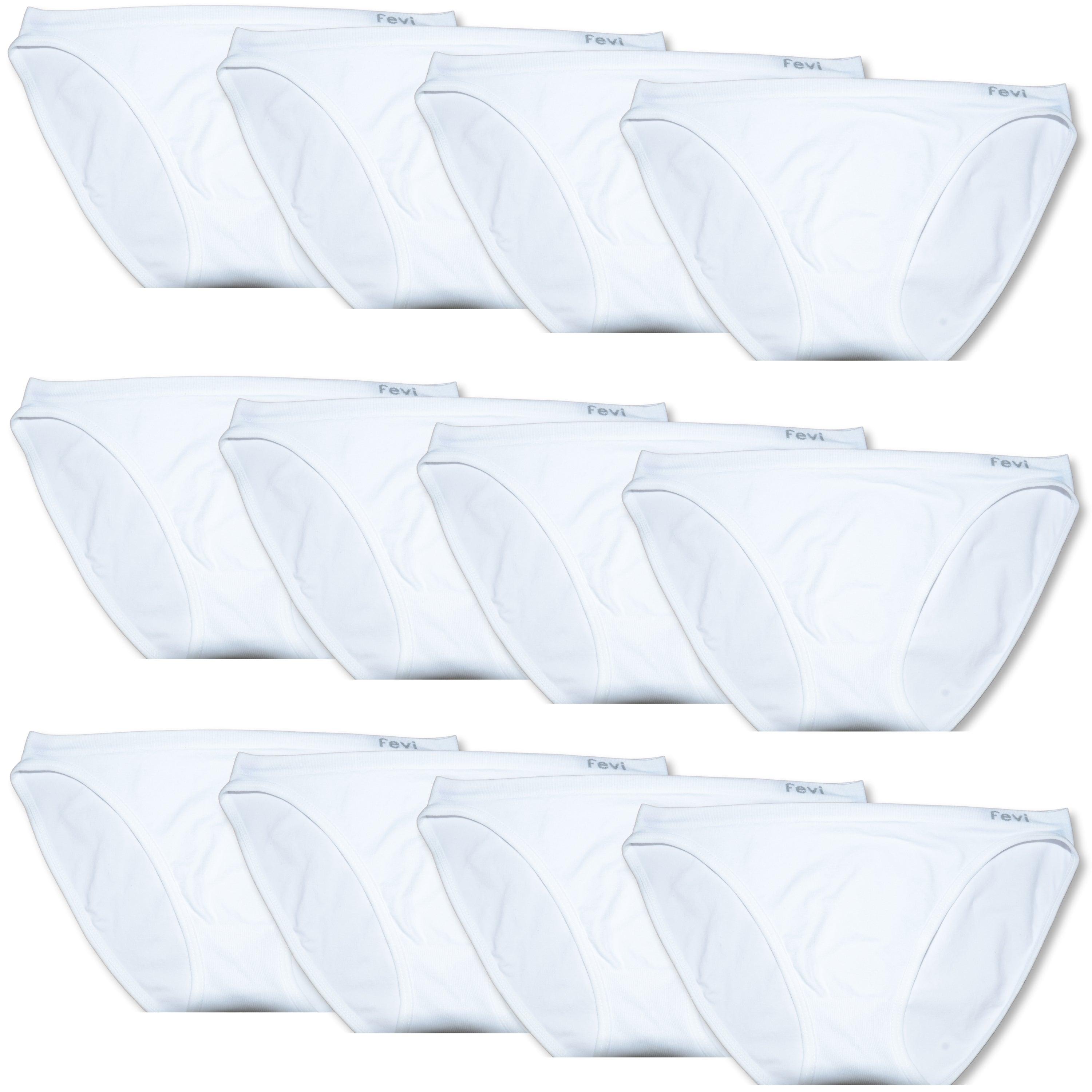 FEVI | Pack de 12 Braguitas Tiro Bajo |  1 o 3 Colores Diferentes: Blanco, Negro y Beige | Talla Única: M-L