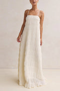 Adjustable Strap Crinkled Loose Fit Maxi Dress
