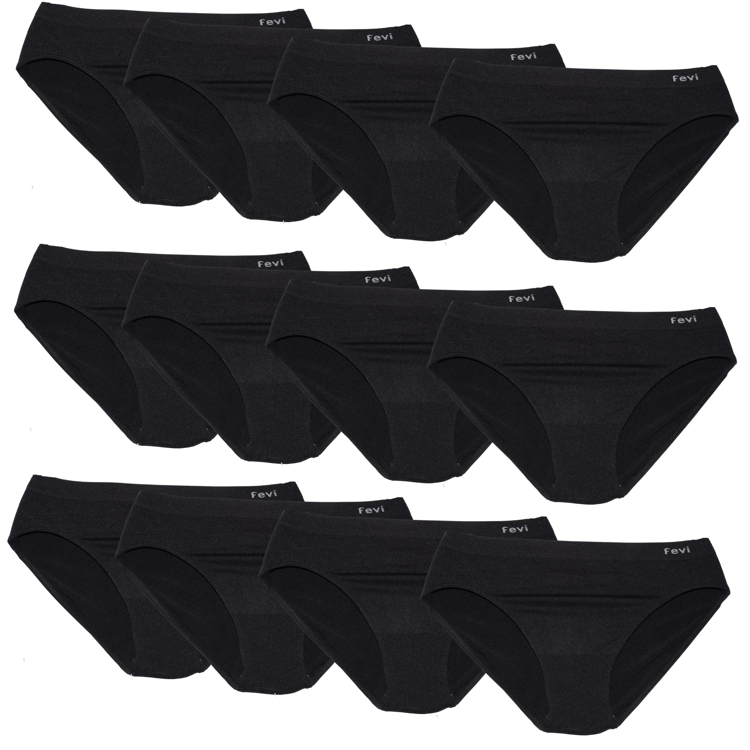 FEVI | Pack de 12 Braguitas Tiro Medio en 1 o 3 Colores Diferentes: Blanco, Negro y Beige | Talla única M-L