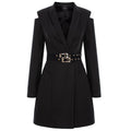 Black Cut-out Blazer Dress With Double Belt