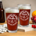 Personalizado Congrats Be My Family or Friend Title Fist Bump Design 16 oz Beer Pint Glass with Name Birthday Father's Day Gift for Dad Drinkers