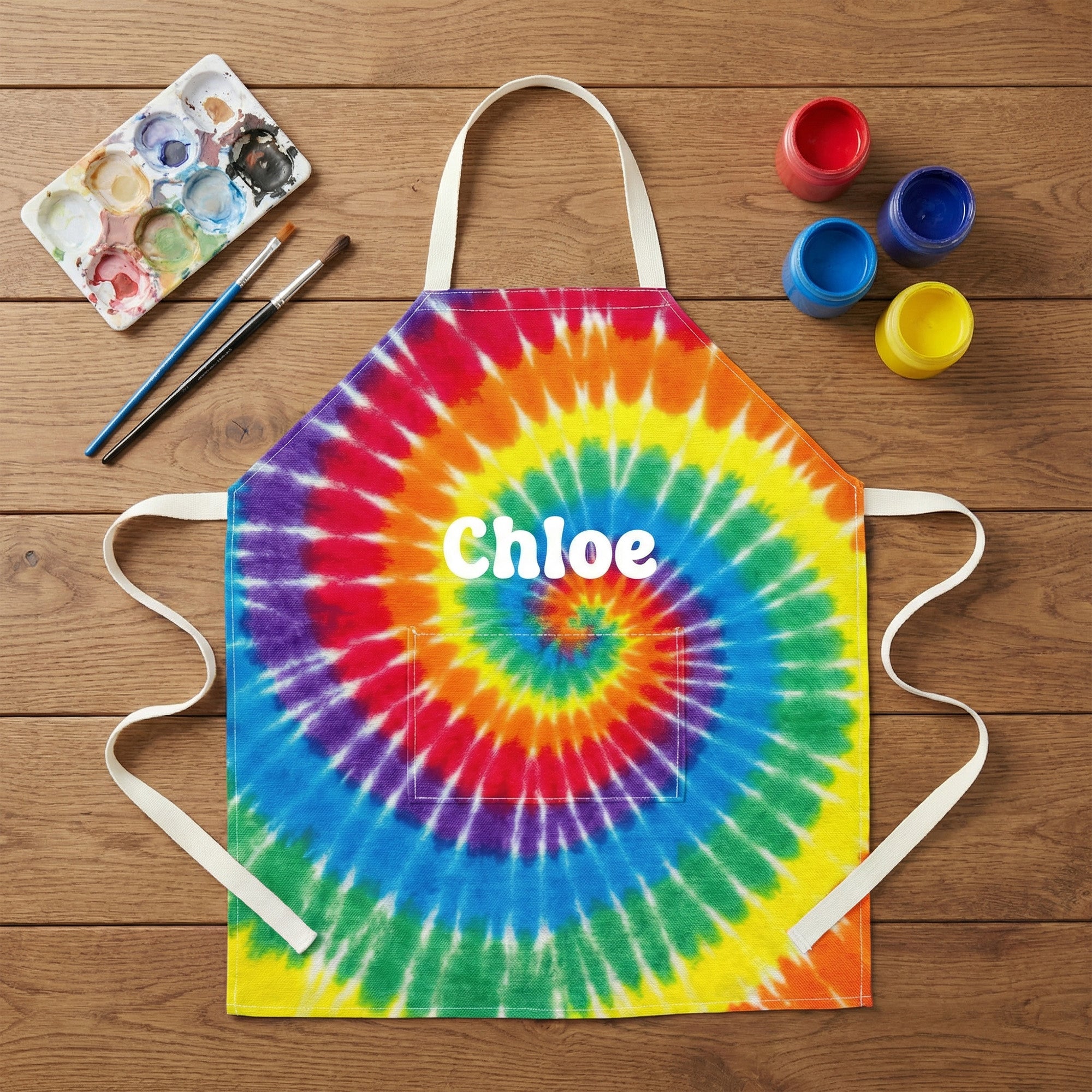 Delantal de cocina personalizado con nombre y bolsillo delantero DIY Party Birthday Gift for Kids Family