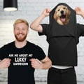 Camiseta personalizada Ask Me About My Lucky Foto 100% Algodón con Texto Cumpleaños Día del Padre Regalo Navideño para Papá Abuelo