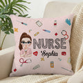 Personalizada de dibujos animados médico de la enfermera de caracteres suave almohada cubierta con el nombre de la enfermera de la semana de agradecimiento de cumpleaños de regalo para el personal méd