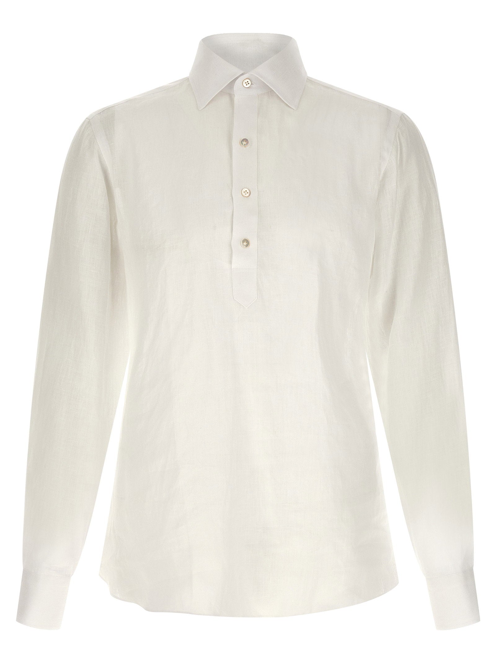 Borriello Hand-Stitched Linen Blouse — White