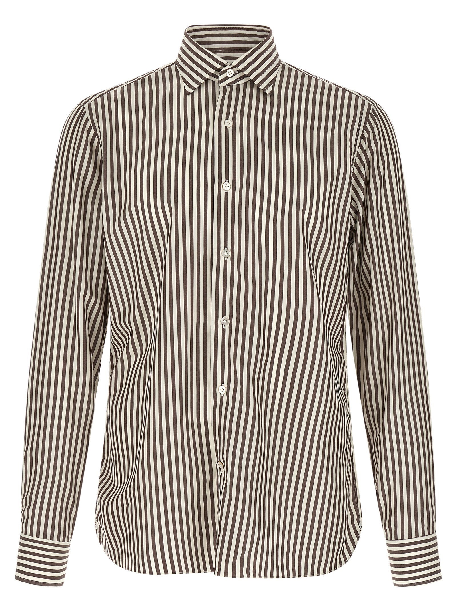 Borriello Striped Cotton Poplin Shirt — Charcoal
