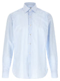 Borriello Striped Cotton-Linen Shirt — Blue