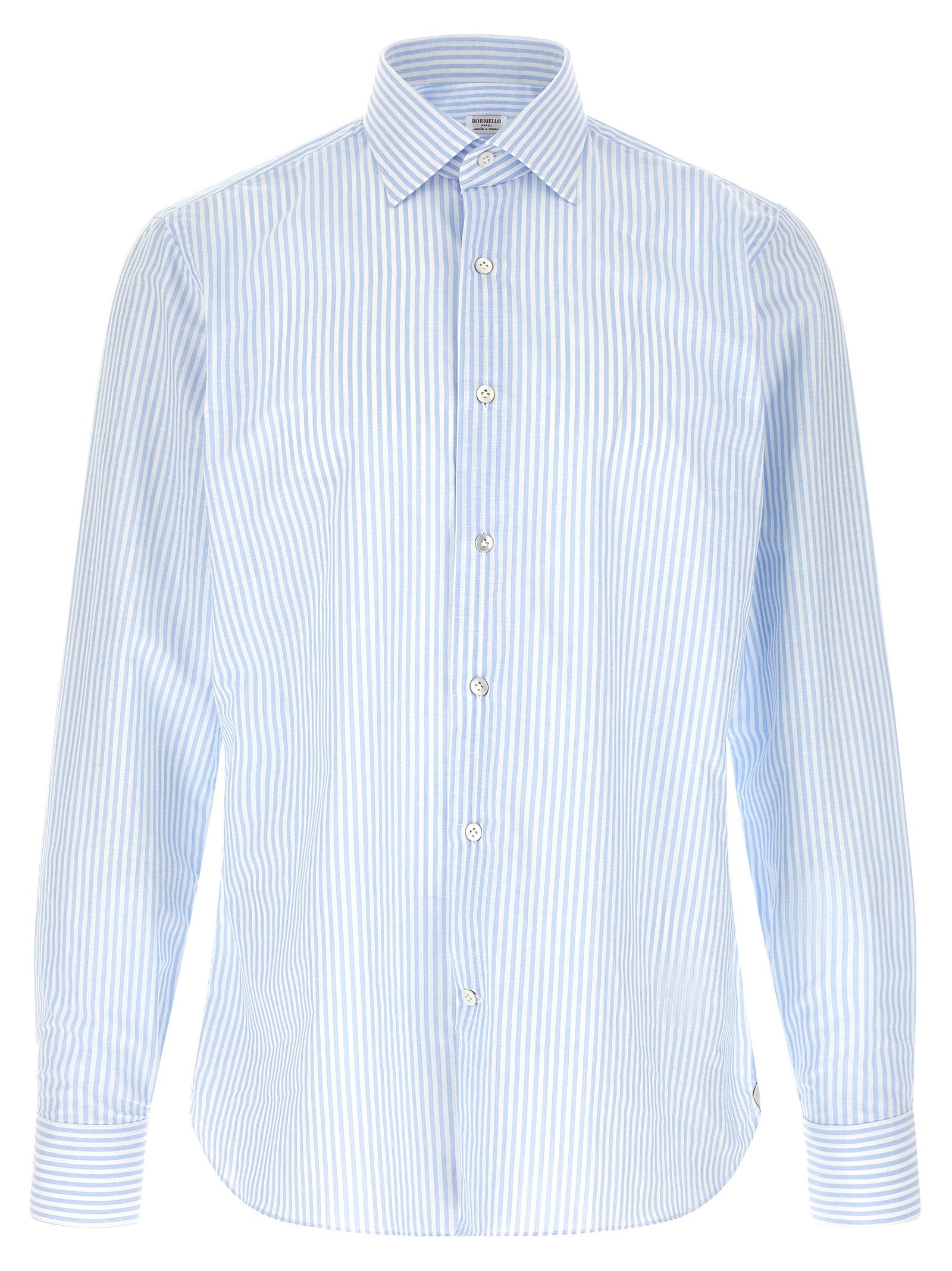 Borriello Striped Cotton-Linen Shirt — Blue