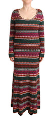 Women's Multicolor Stripe Wool Knitted Maxi Sheath Dress
