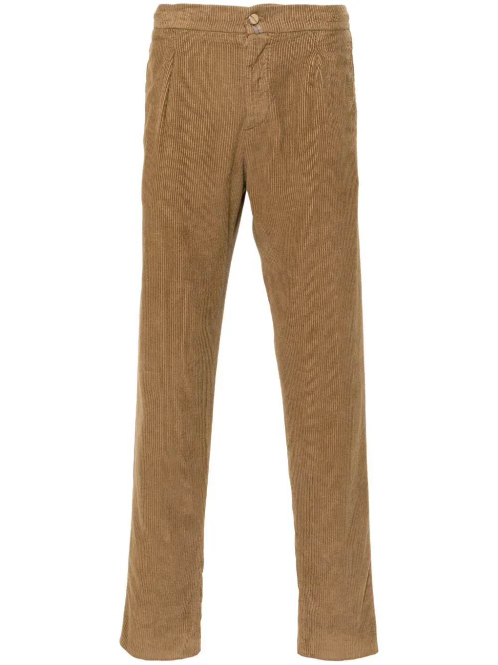Kiton Cotton Corduroy Slim-Cut Trousers — Camel