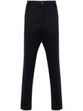 Kiton Logo-Patch Wool Trousers — Black