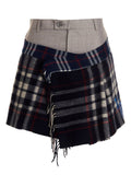 1/Off Check Scarf Reworked Skirt — grey