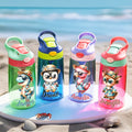 Botella de agua para niños de 16 oz con pajita y tapa antiderrame con tema hawaiano de dibujos animados Regalo de cumpleaños de vuelta al cole para niñas y niños