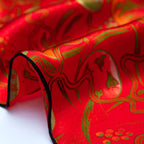 Red Silk Scarf with Abstract Floral Print Kabuki