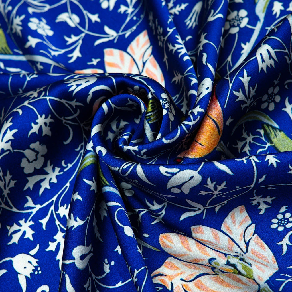 Floral Blue Silk Scarf Galata