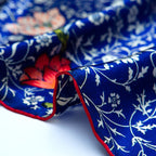 Floral Blue Silk Scarf Galata