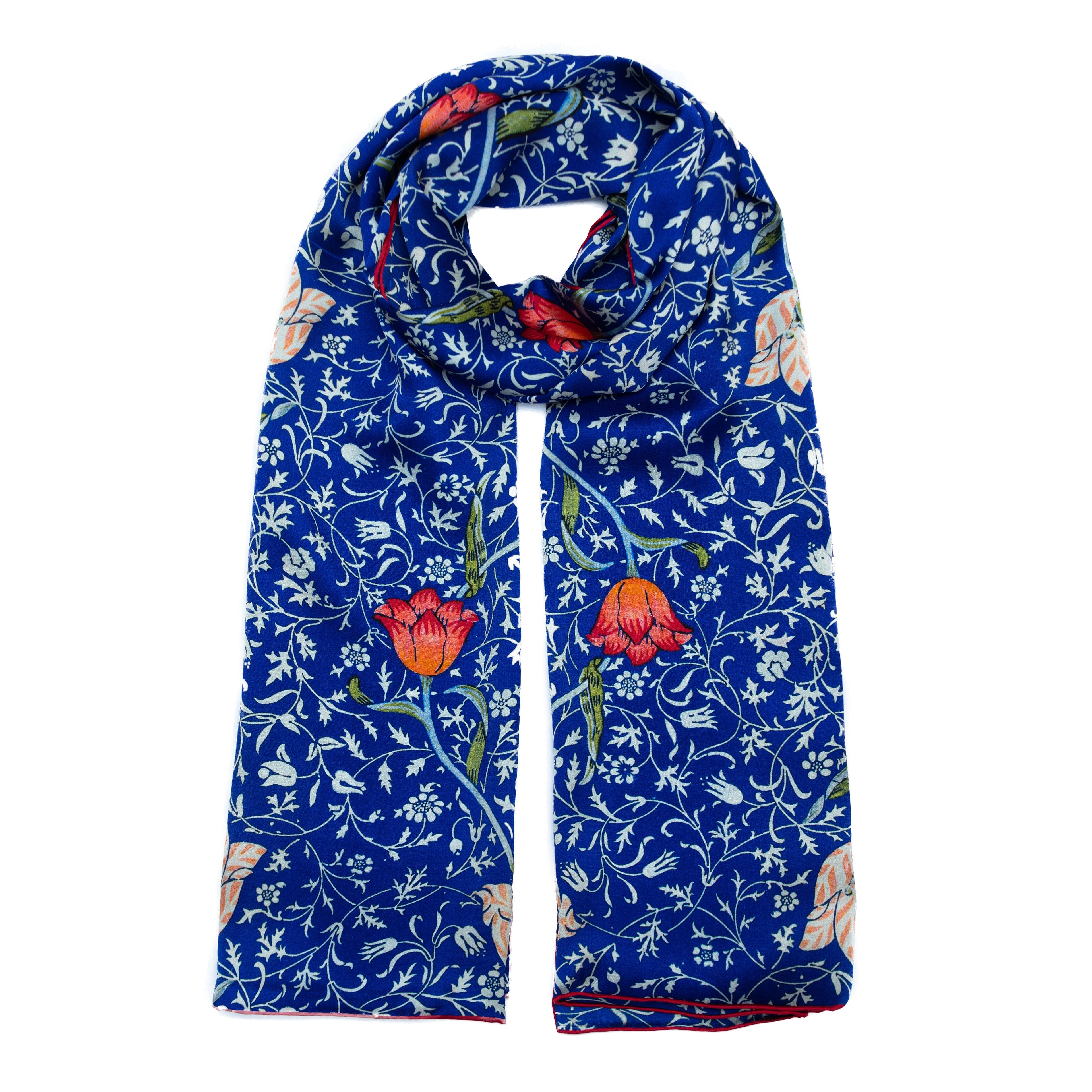 Floral Blue Silk Scarf Galata